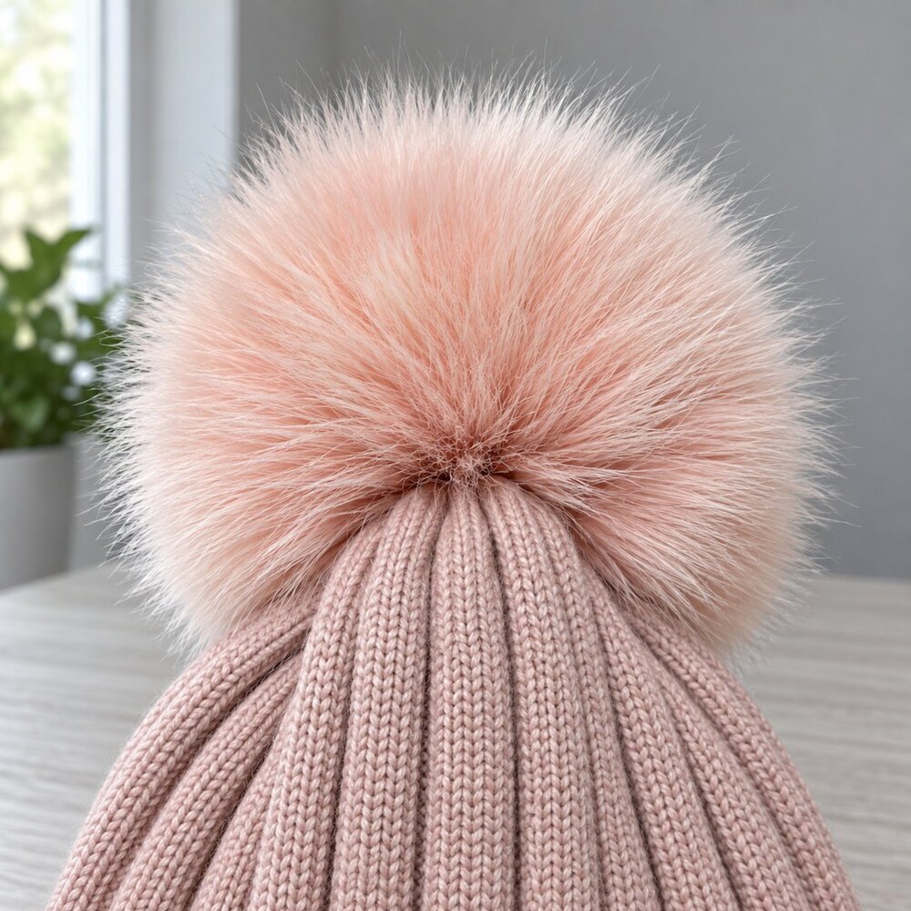 Prada Pink White Pom Pom Knit Beanie - Picture 6 of 6